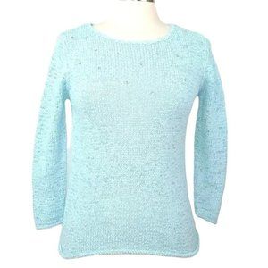 Vintage Deb deRoo Robin Egg Blue Knitted Long Sleeve Sweater